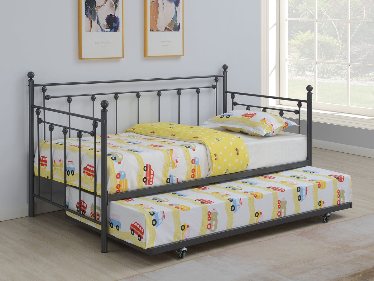 Nocus Metal Daybed with Trundle Gunmetal