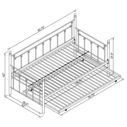 Nocus Metal Daybed with Trundle Gunmetal