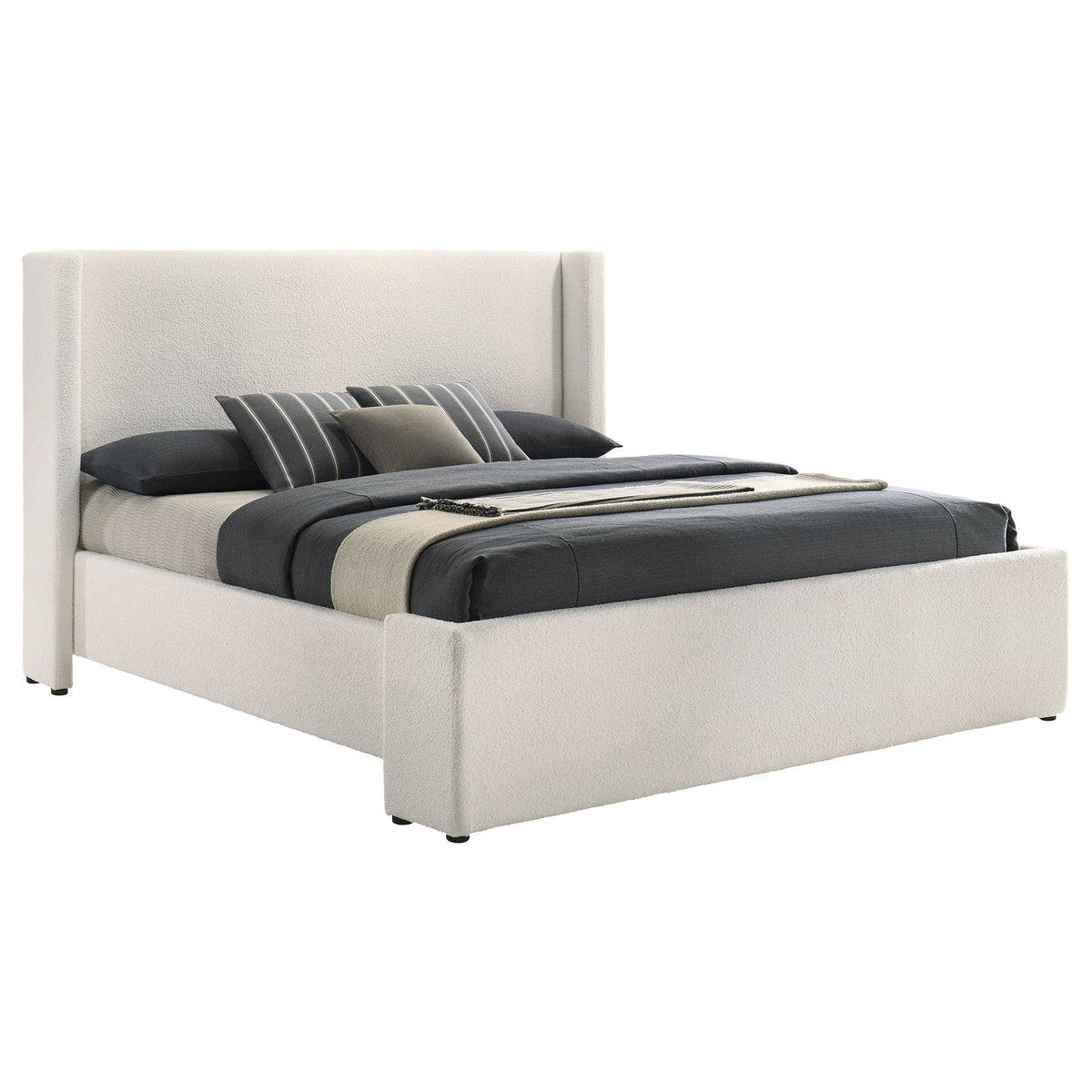 Alamosa Boucle Upholstered Platform Bed White