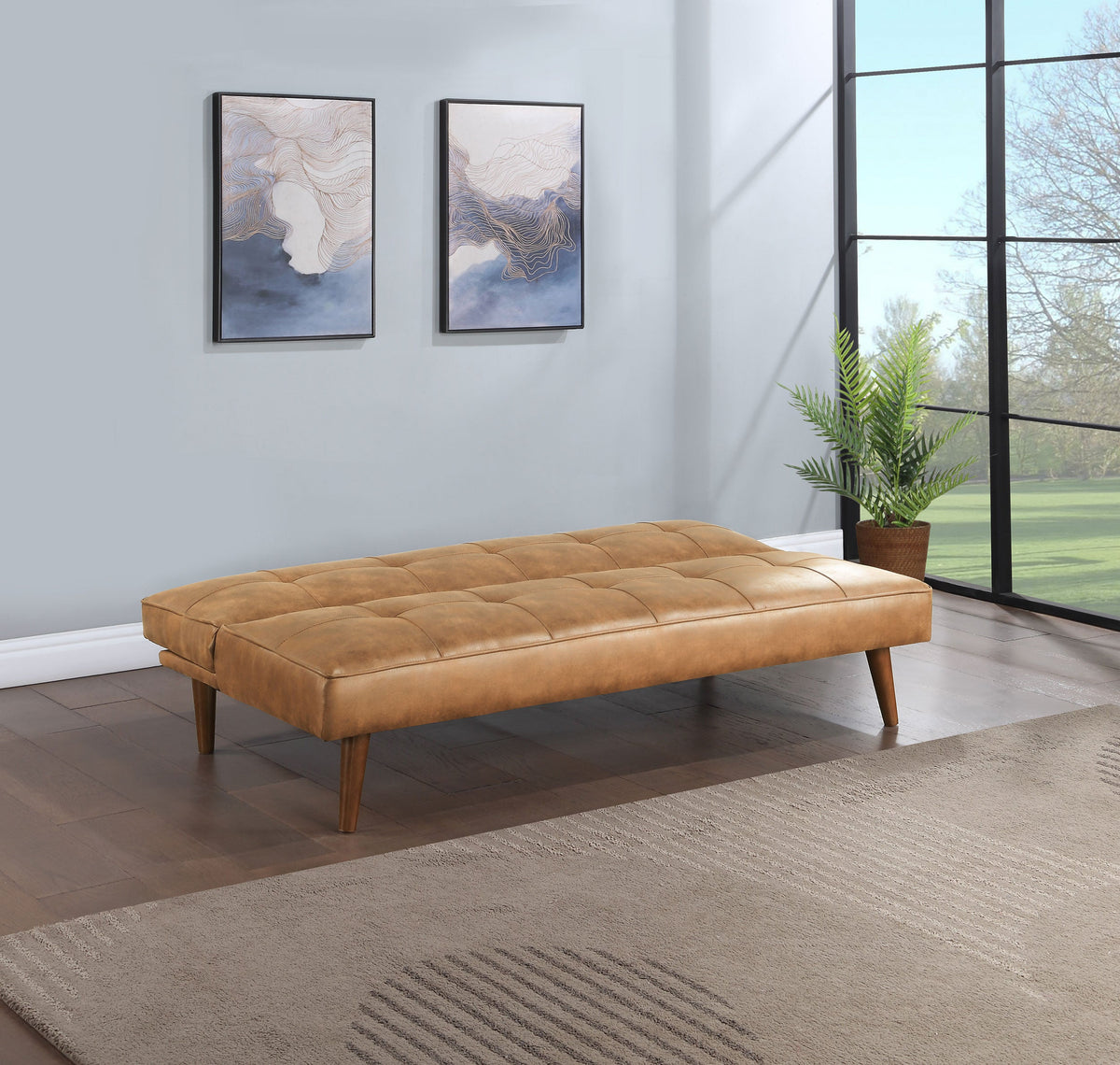 Jenson Upholstered Tufted Convertible Sofa Bed Dark Coffee