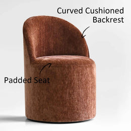 4 - Person Dining Table Sets With (Natural) Round Table & 4 Upholstered Fabric Chairs (Rust)