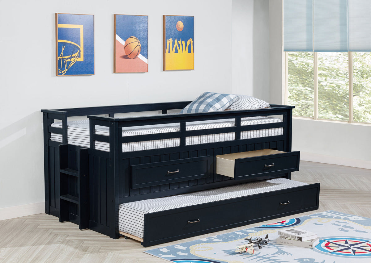 Carlsbad Wood Captains Bed With Trundle Medium Brown