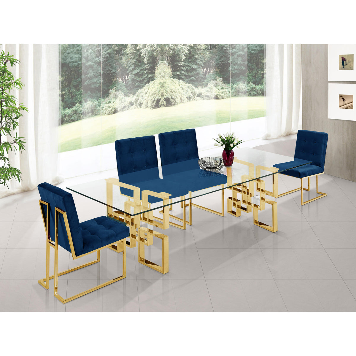 Meridian Pierre Navy Velvet Dining Chair