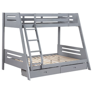 Trisha 2-drawer Wood Over Bunk Bed Grey
