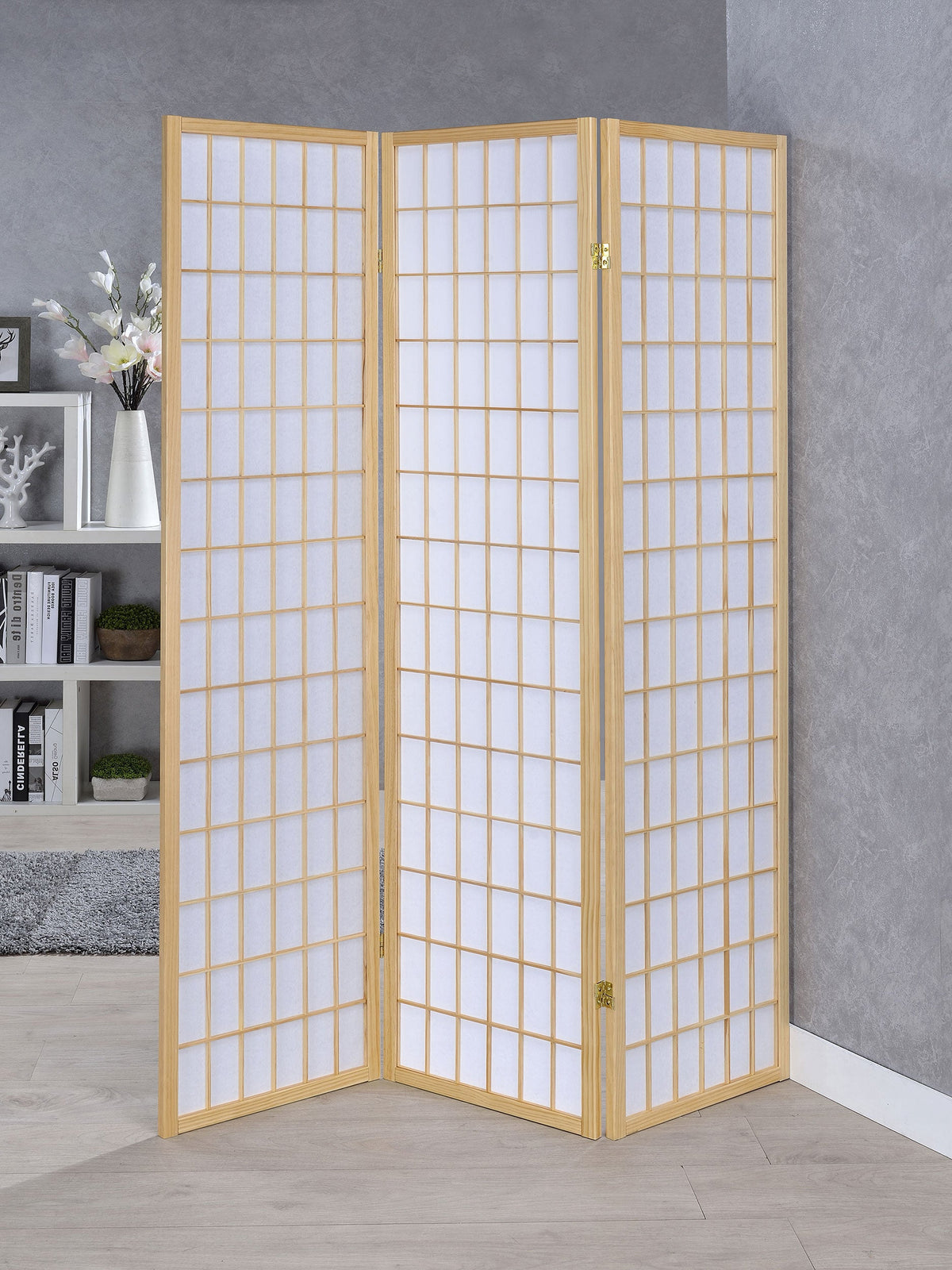 Carrie 3-Panel Room Divider Folding Shoji Screen Black
