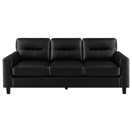 Scotland Faux Leather Upholstered Track Arm Sofa Black