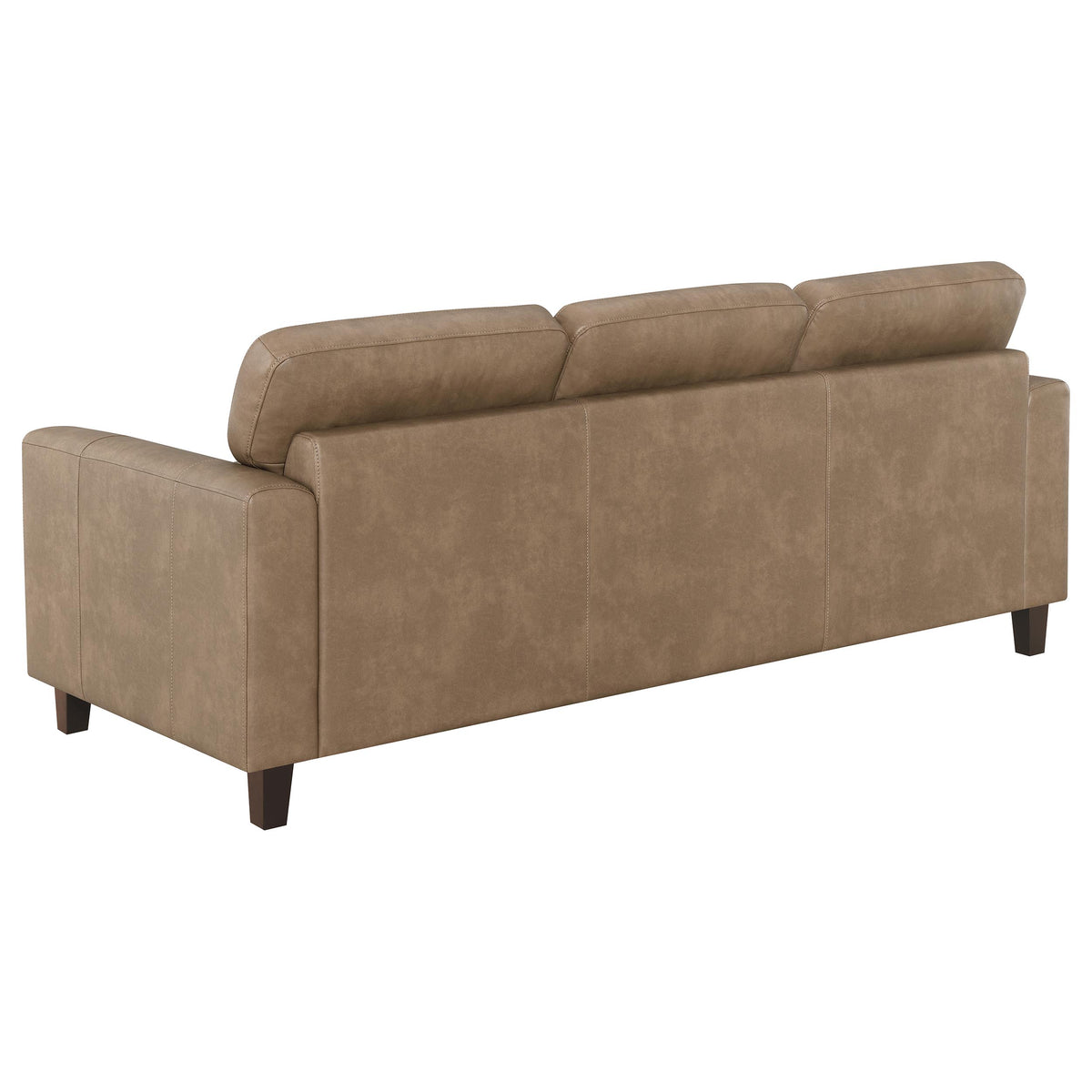 Scotland Faux Leather Upholstered Track Arm Sofa Brown
