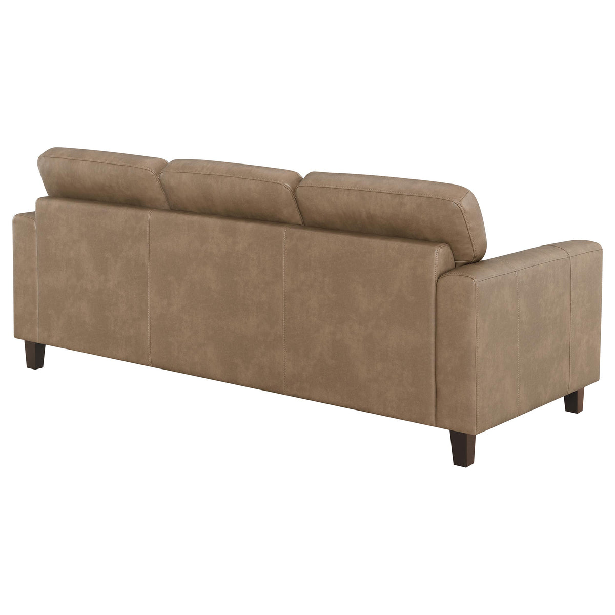Scotland Faux Leather Upholstered Track Arm Sofa Brown