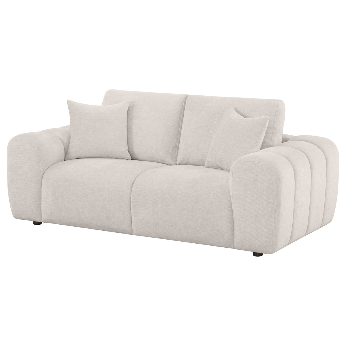 Burnett Chenille Upholstered Wide Arm Loveseat Ivory