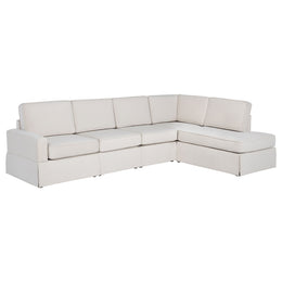 Delmar Velvet Upholstered Sectional Sofa Skirted Base Latte