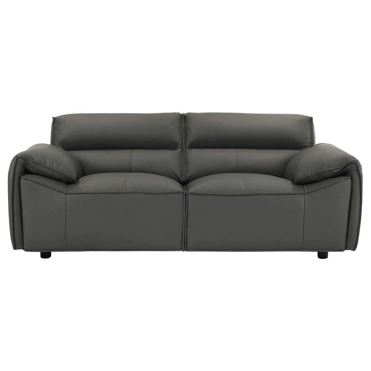 Buxton Top Grain Leather Upholstered Loveseat Graphite