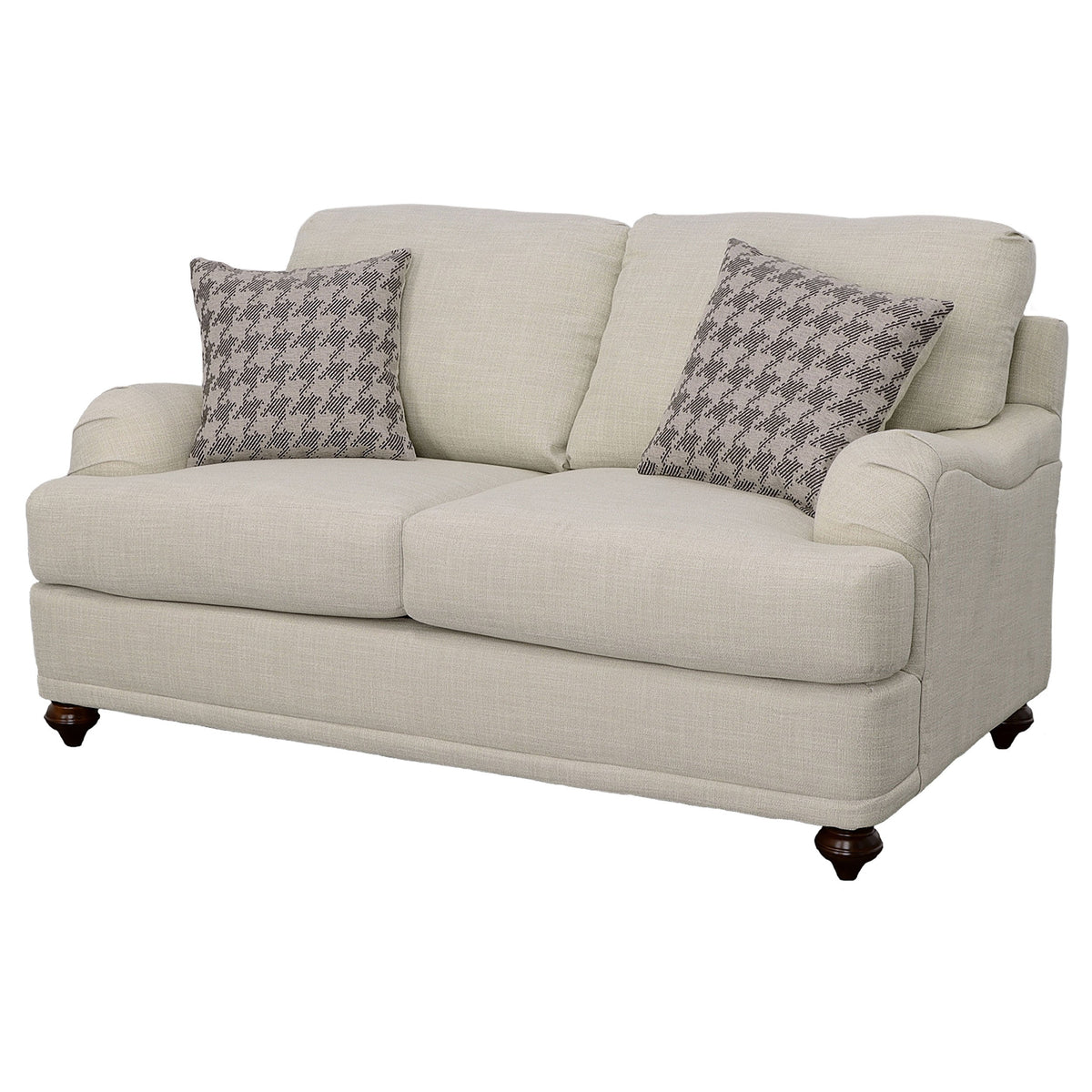 Glenn Upholstered English Arm Loveseat Light Grey and Blue