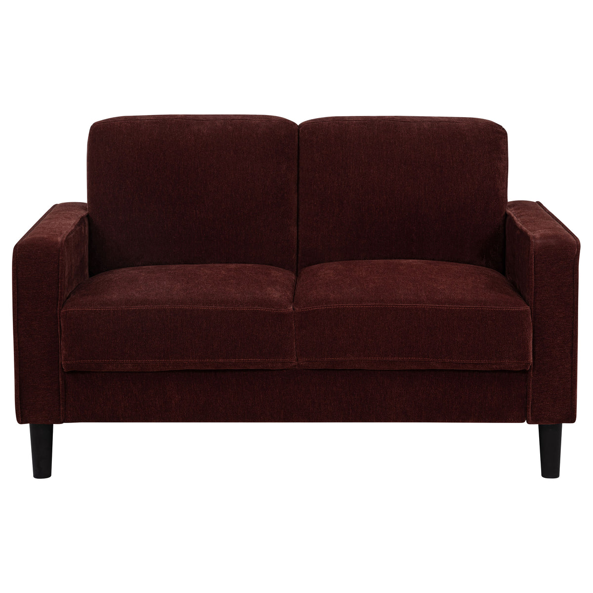 Ruth Fabric Upholstered Track Arm Loveseat Rust Red