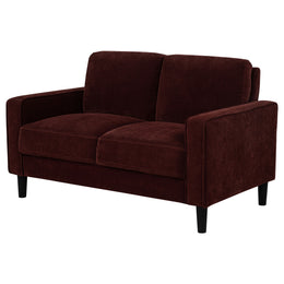 Ruth Fabric Upholstered Track Arm Loveseat Rust Red
