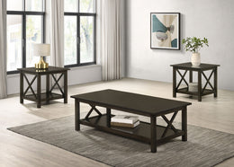 Rachelle Rectangular Coffee Table Set Deep Merlot