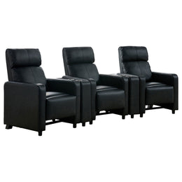 Toohey Upholstered Tufted Recliner Living Room Set Black