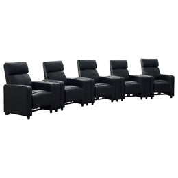 Toohey Upholstered Tufted Recliner Living Room Set Black