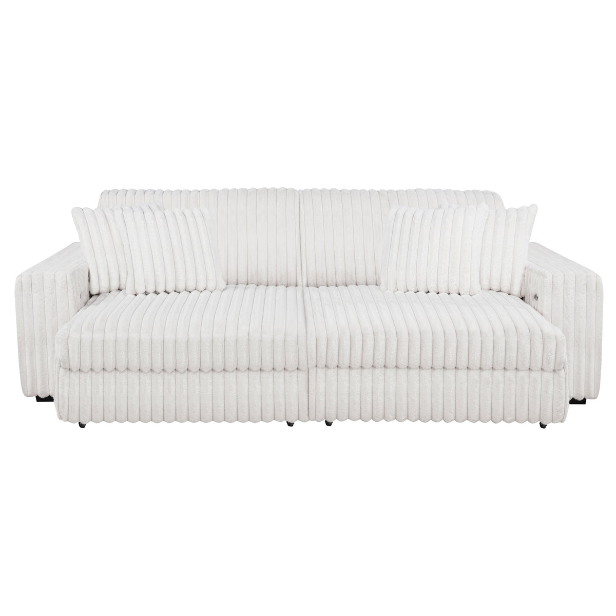 Jacana Corduroy Upholstered Dual Power Chaise Sofa Ivory
