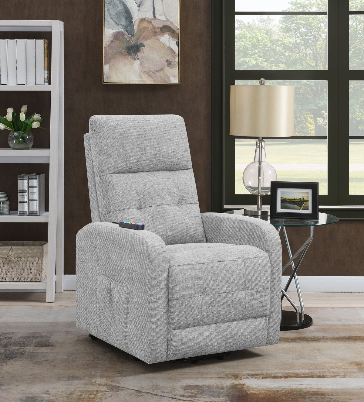 Howie Upholstered Power Lift Massage Chair Charcoal