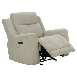 Kennett Chenille Upholstered Power Recliner Chair Ivory