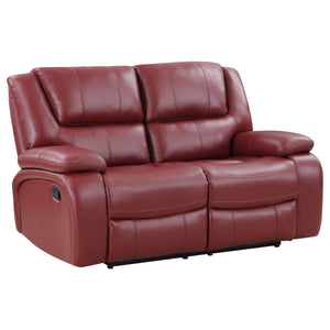 Camila Upholstered Motion Reclining Loveseat Black