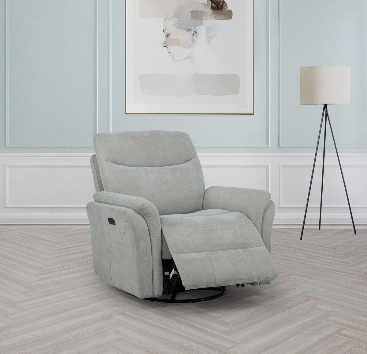 Adler Upholstered Power Swivel Glider Recliner