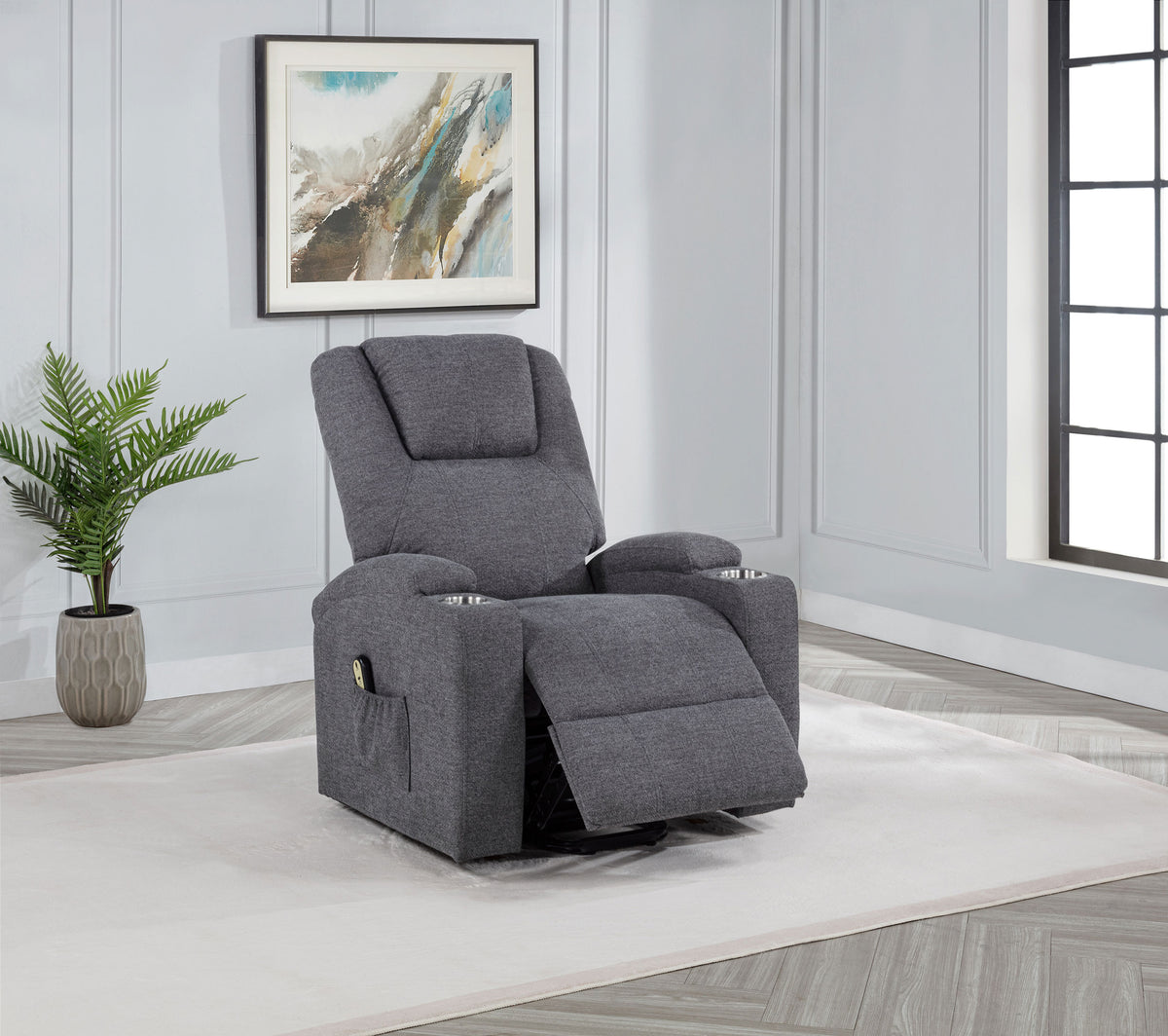 Louie Chenille Upholstered Power Lift Massage Chair