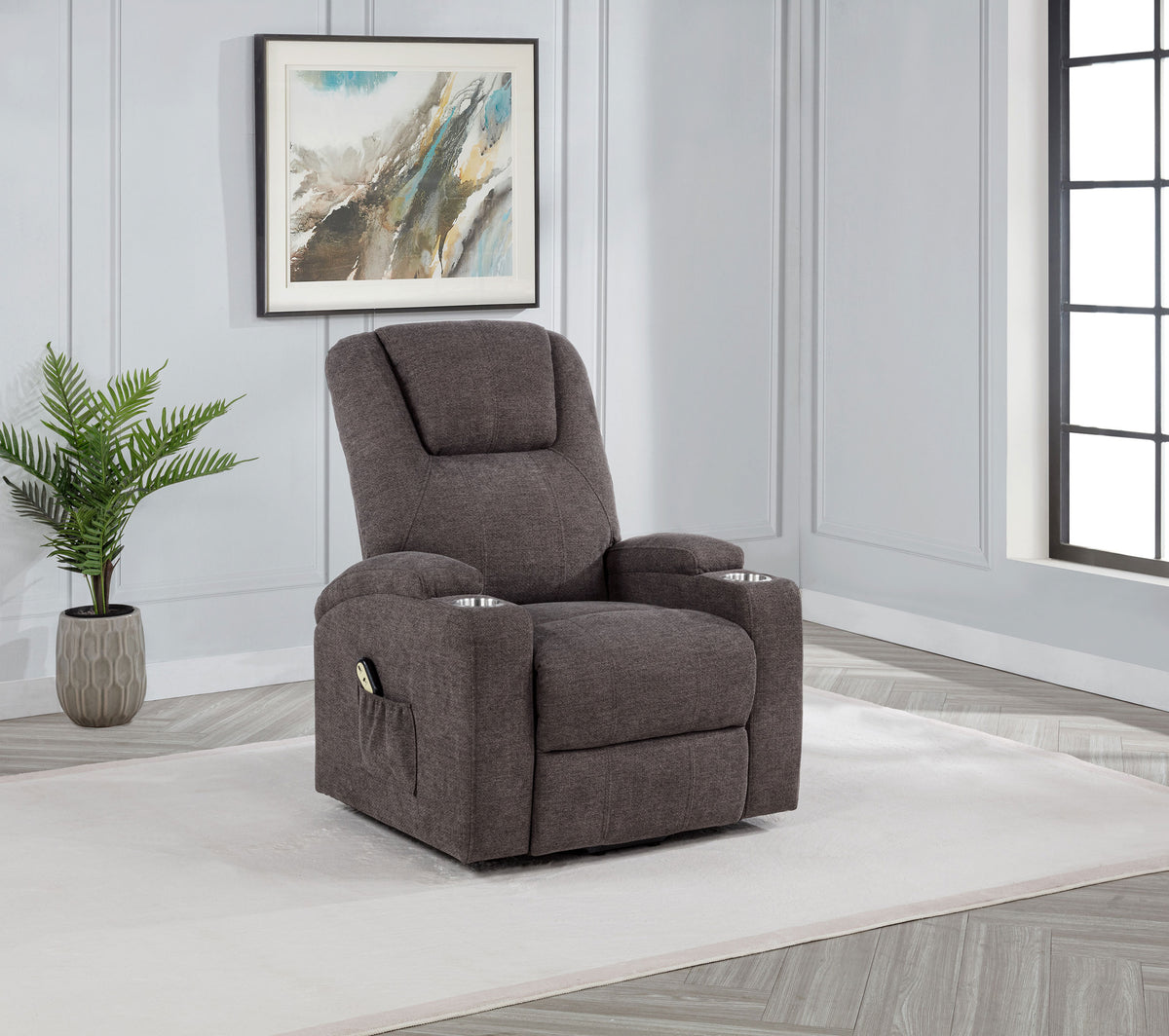 Louie Chenille Upholstered Power Lift Massage Chair