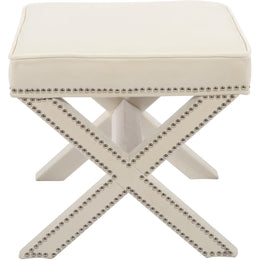 Meridian Nixon Cream Velvet Ottoman/Bench