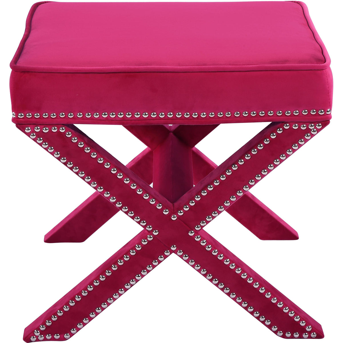 Meridian Nixon Pink Velvet Ottoman/Bench