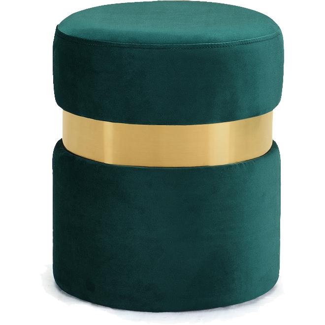 Meridian Hailey Green Velvet Ottoman/Stool