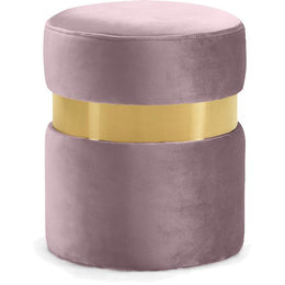 Meridian Hailey Pink Velvet Ottoman/Stool