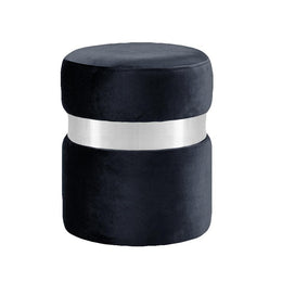 Meridian Hailey Black Velvet Ottoman/Stool