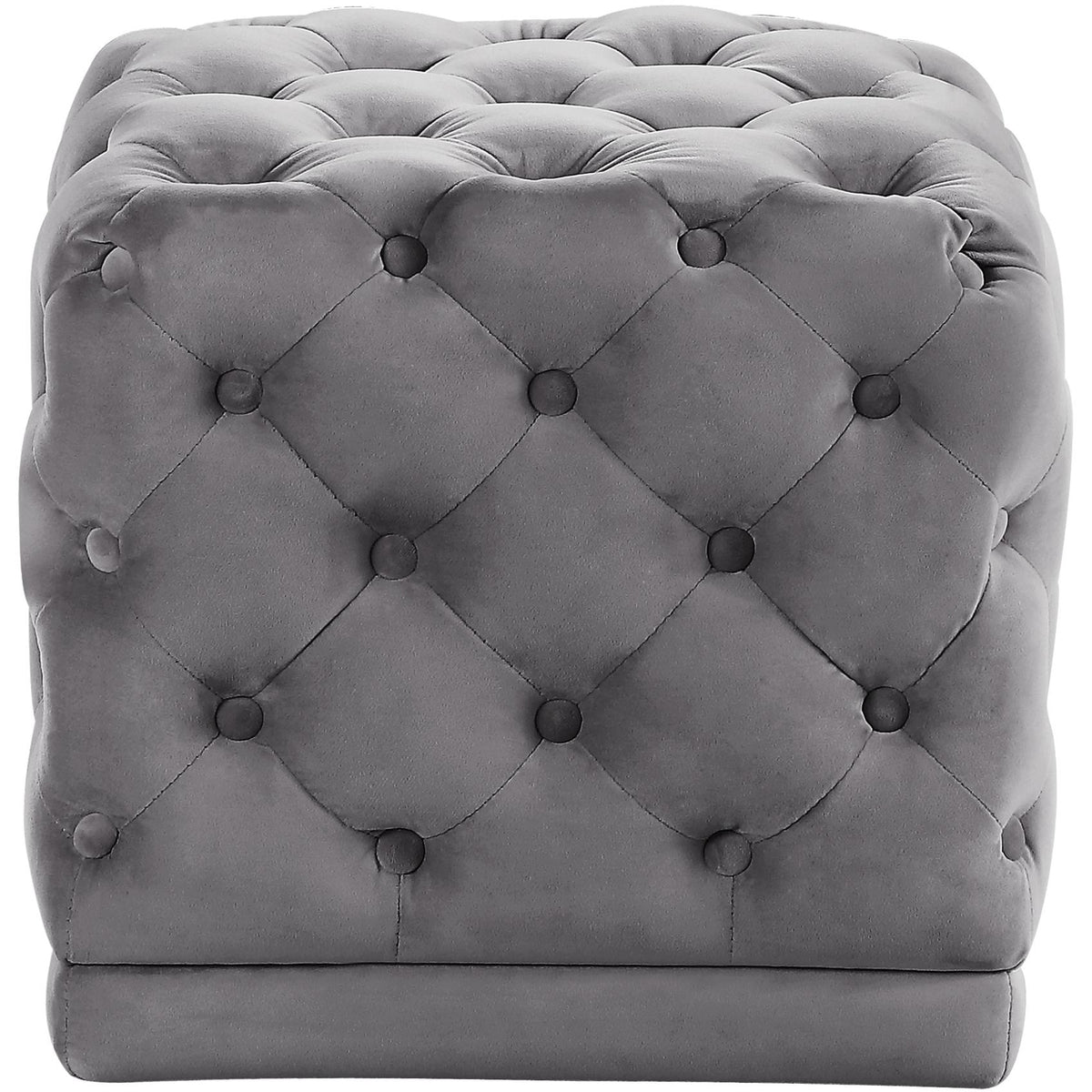 Meridian Stella Grey Velvet Ottoman/Stool