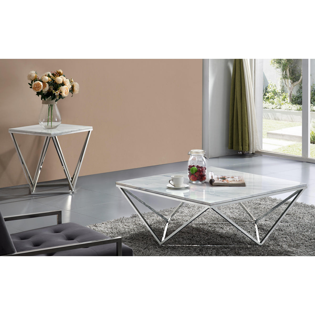 Meridian Skyler Chrome End Table