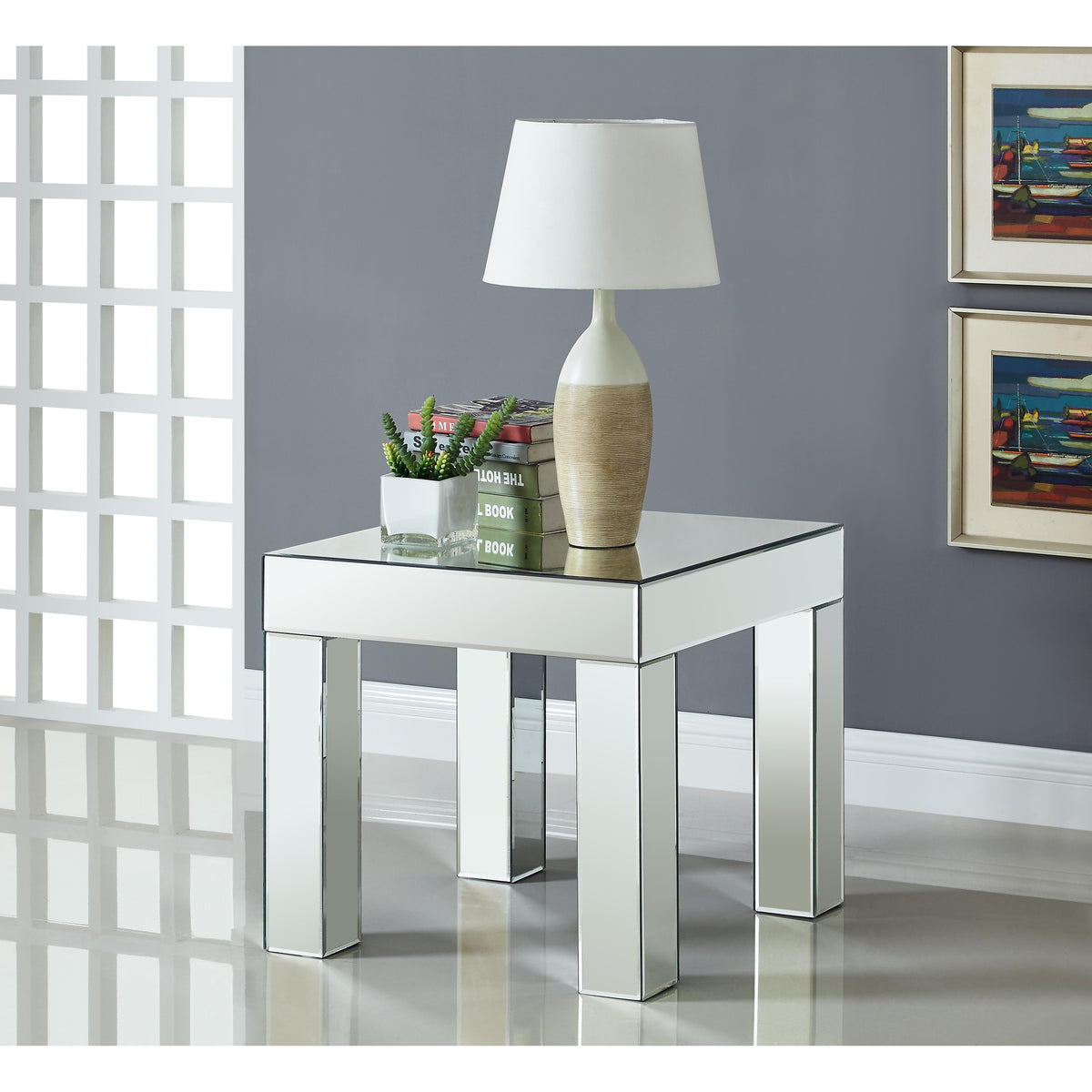 Meridian Lainy Mirrored End Table