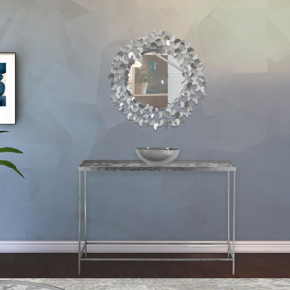 Meridian Butterfly Silver Console Table