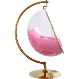 Meridian Luna Pink Fabric Acrylic Swing Bubble Accent Chair (2 Boxes)