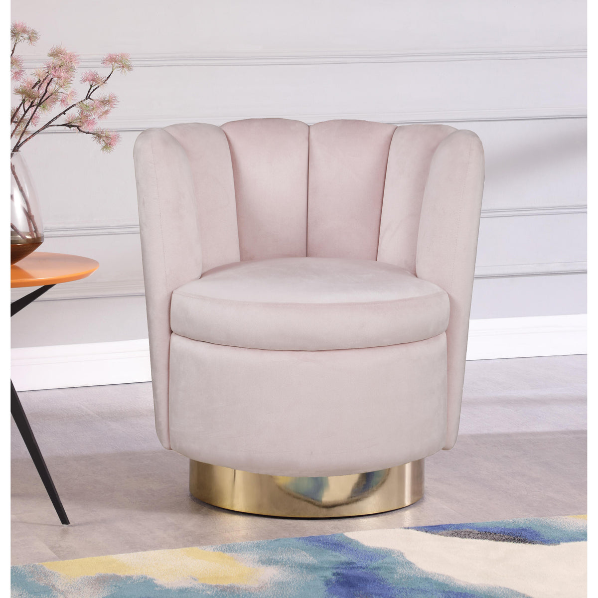 Meridian Lily Pink Velvet Accent Chair