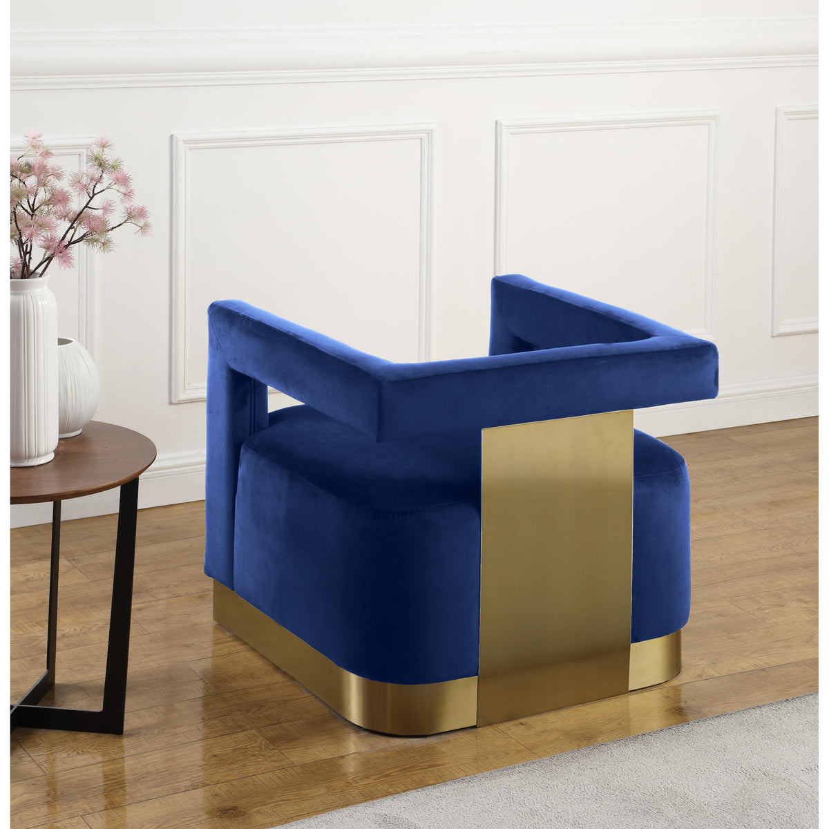 Meridian Armani Navy Velvet Accent Chair