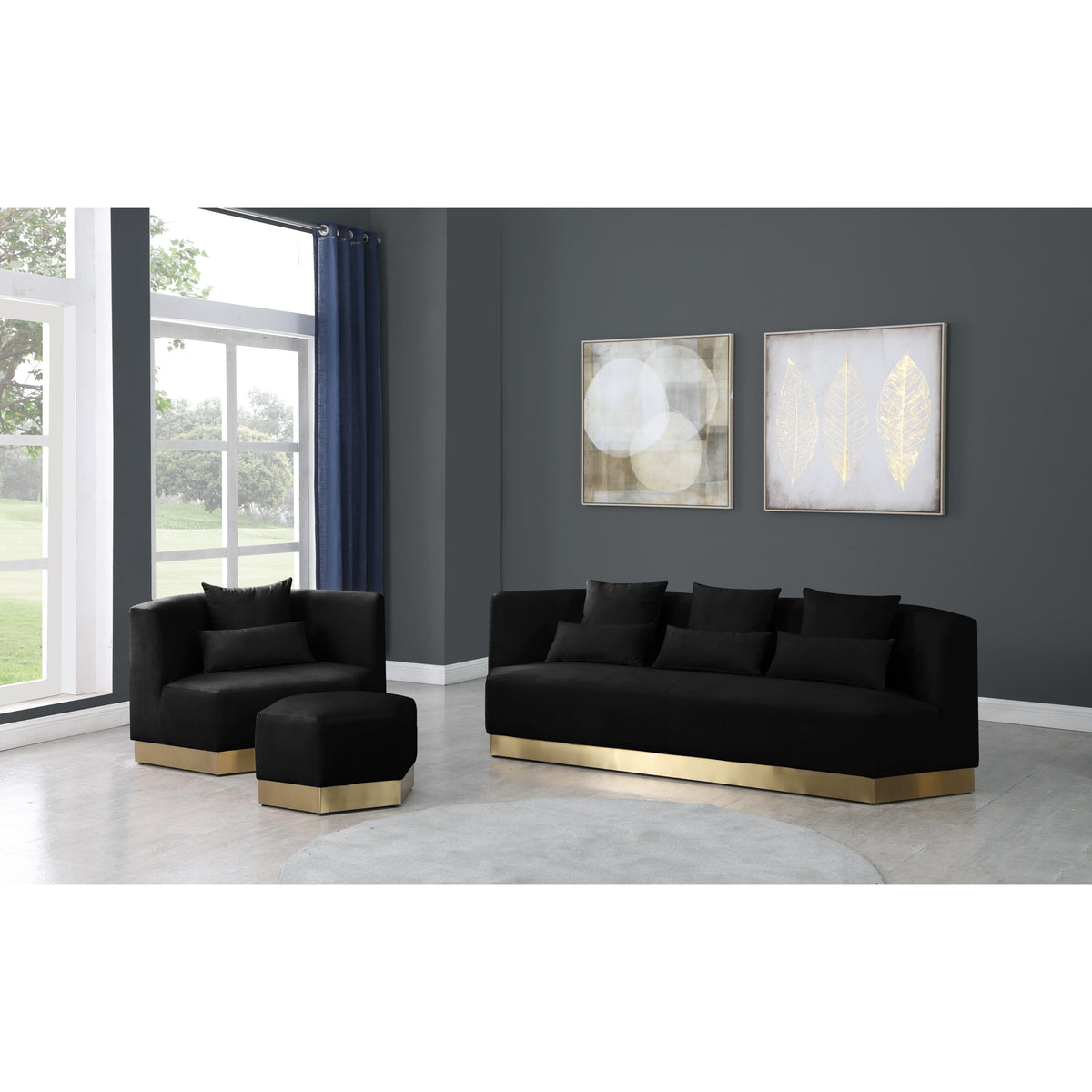 Meridian Marquis Black Velvet Chair