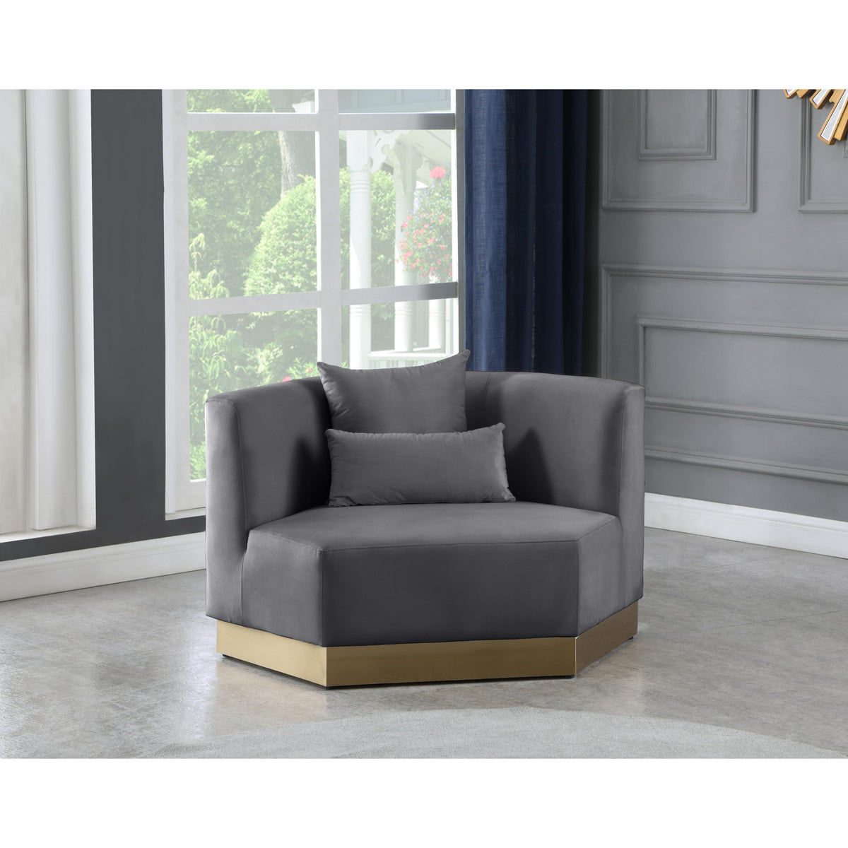 Meridian Marquis Grey Velvet Chair