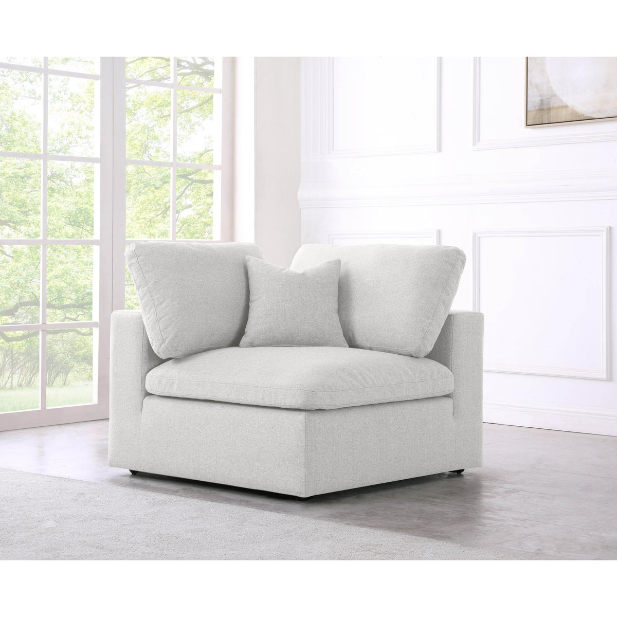 Meridian Serene Cream Linen Textured Fabric Deluxe Comfort Modular Corner Chair
