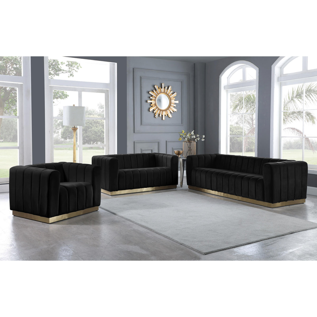 Meridian Marlon Black Velvet Chair