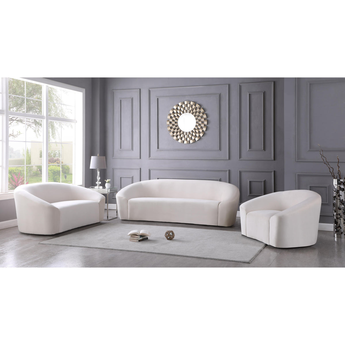 Meridian Riley Cream Velvet Chair