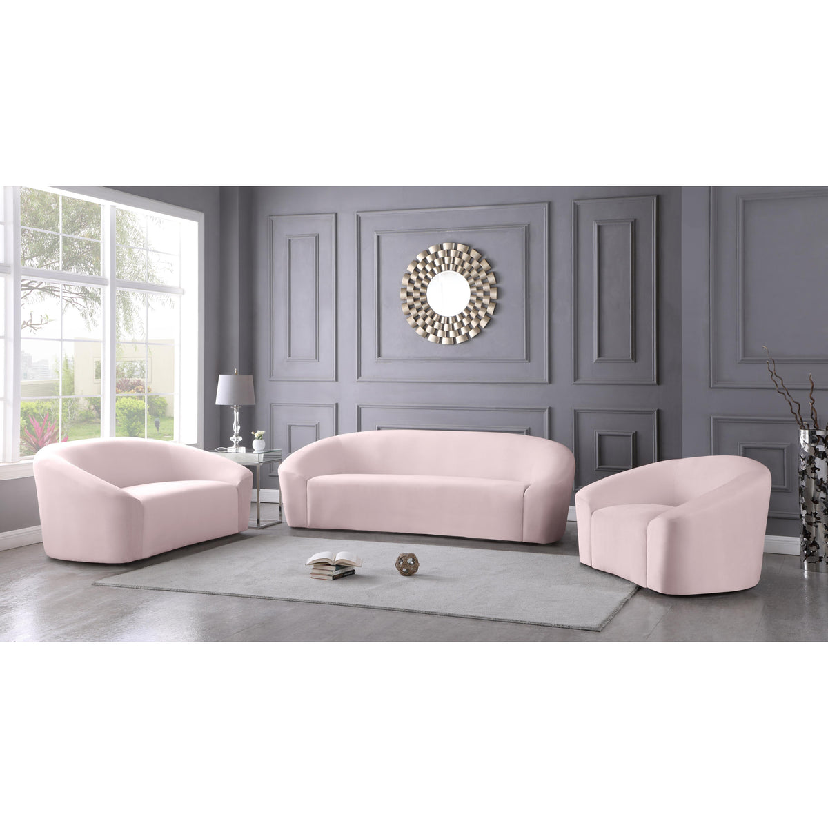 Meridian Riley Pink Velvet Chair