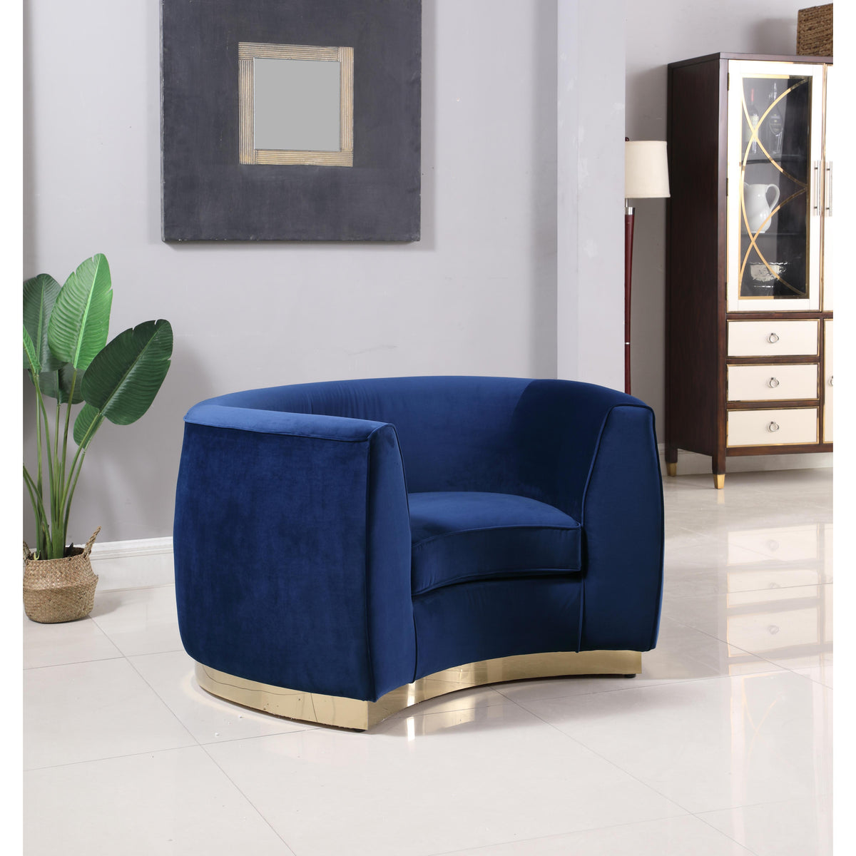 Meridian Julian Navy Velvet Chair
