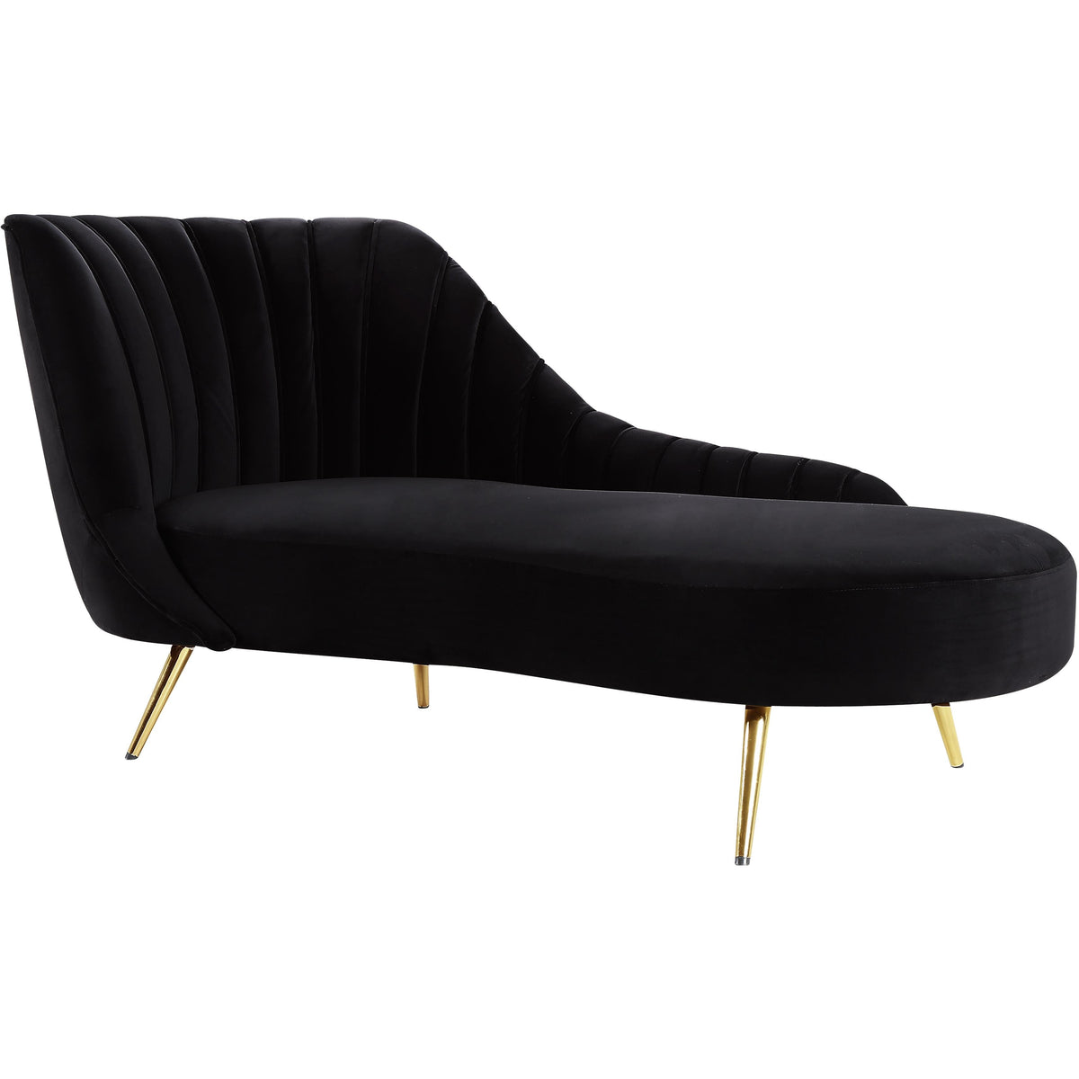 Meridian Margo Black Velvet Chaise