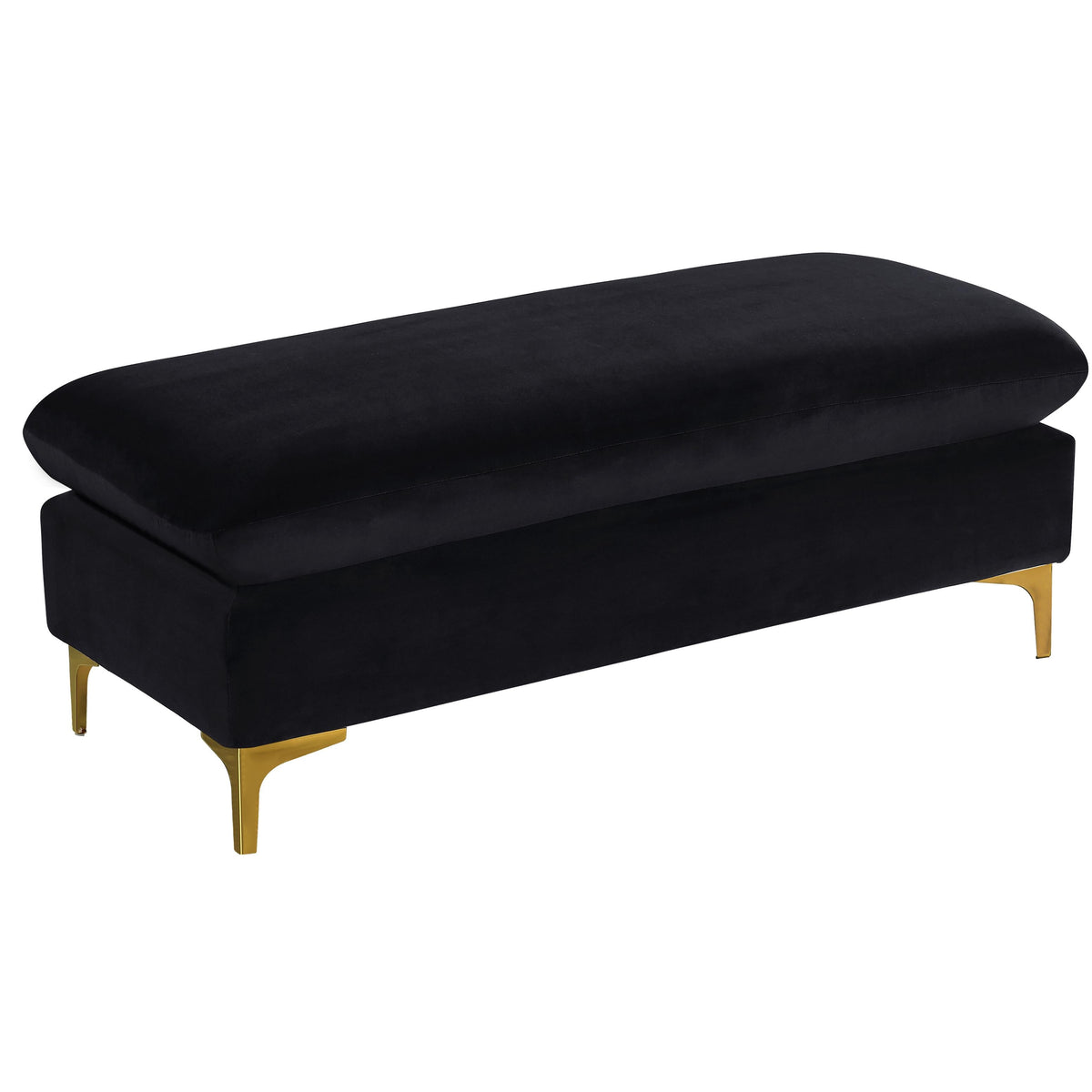 Meridian Naomi Black Velvet Ottoman