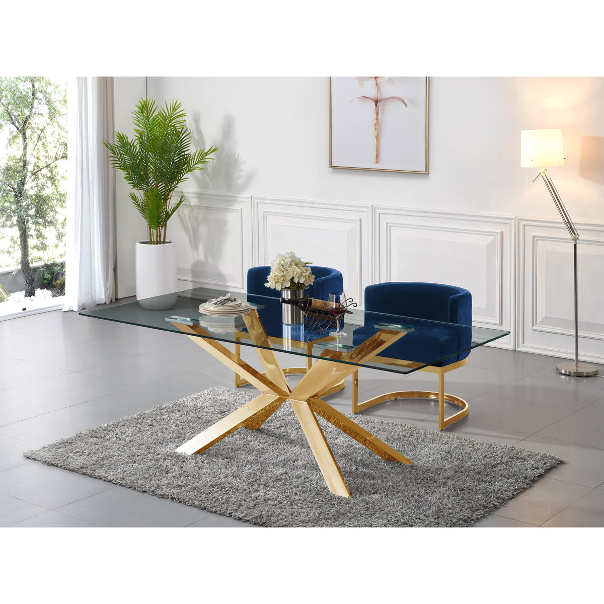 Meridian Gianna Navy Velvet Dining Chair